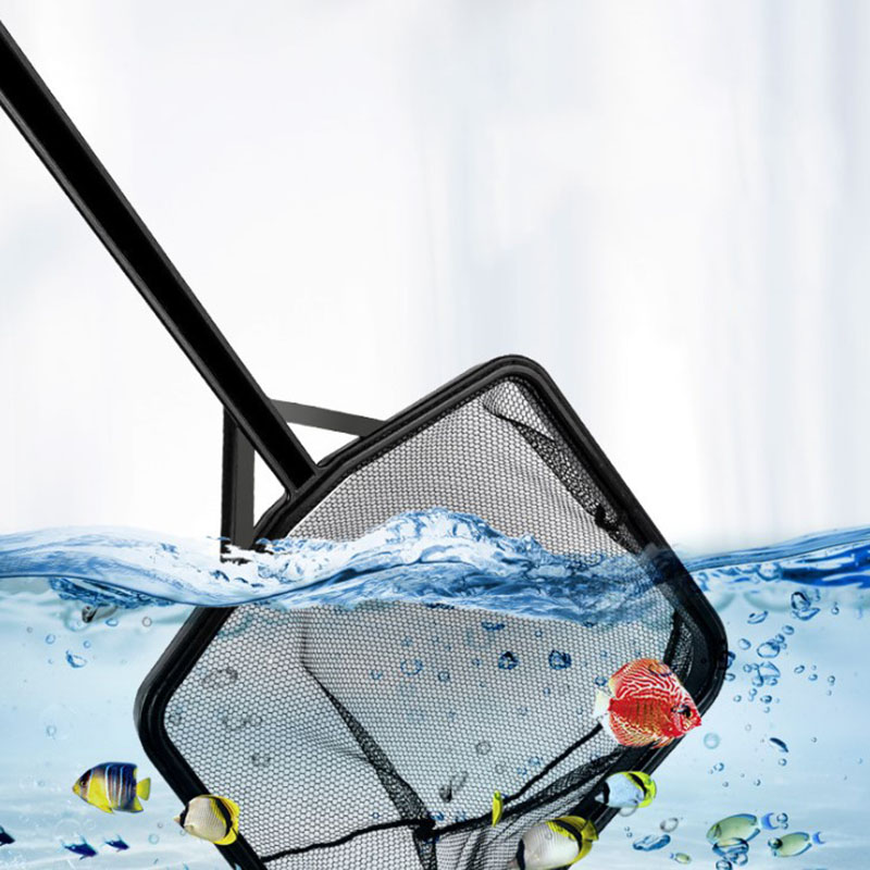 Aquarium Fishland - 黒い水族館の付属品,長い柄の正方形の水槽の漁網,耐久性のある製品の付属品