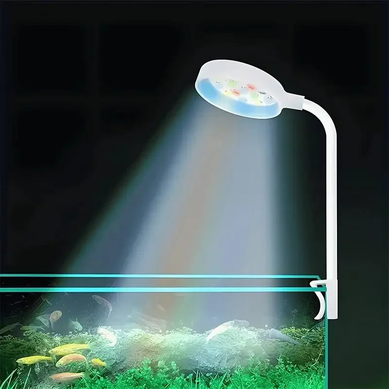 Aquarium Fish Accessories - アダプター付き水族館ライト LED クリップオン水槽ライト、小型フルスペクトル USB ライト 360