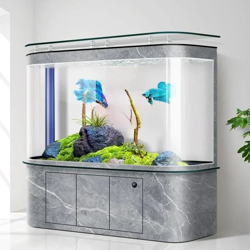 Aquarium Fishland - 水槽リビングルームアーク型水槽無水底フィルターインテリジェントランディングエコロジー