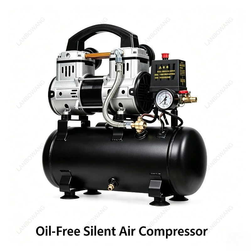 Air Pump Silent - 220V 1100W 8L 無給油式 静音エアコンプレッサー、携帯型高圧低騒音エアポンプ（空気工具用）