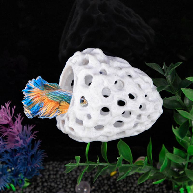 Aquarium Fish Hiding Spot - 不規則な水族館の装飾オーナメント魚エビシェルター水族館の洞窟ベタ隠れスポット水槽隠す洞窟小魚用
