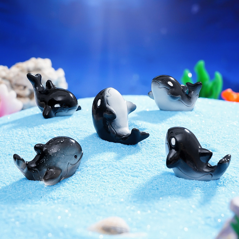Aquarium Fish Shark - 9個入り、滑らかな表面のミニチュア樹脂製水生動物（サメ、クジラ、魚）セット。水槽、テラリウム、妖精の庭、盆栽、マイクロスケープの装飾に。