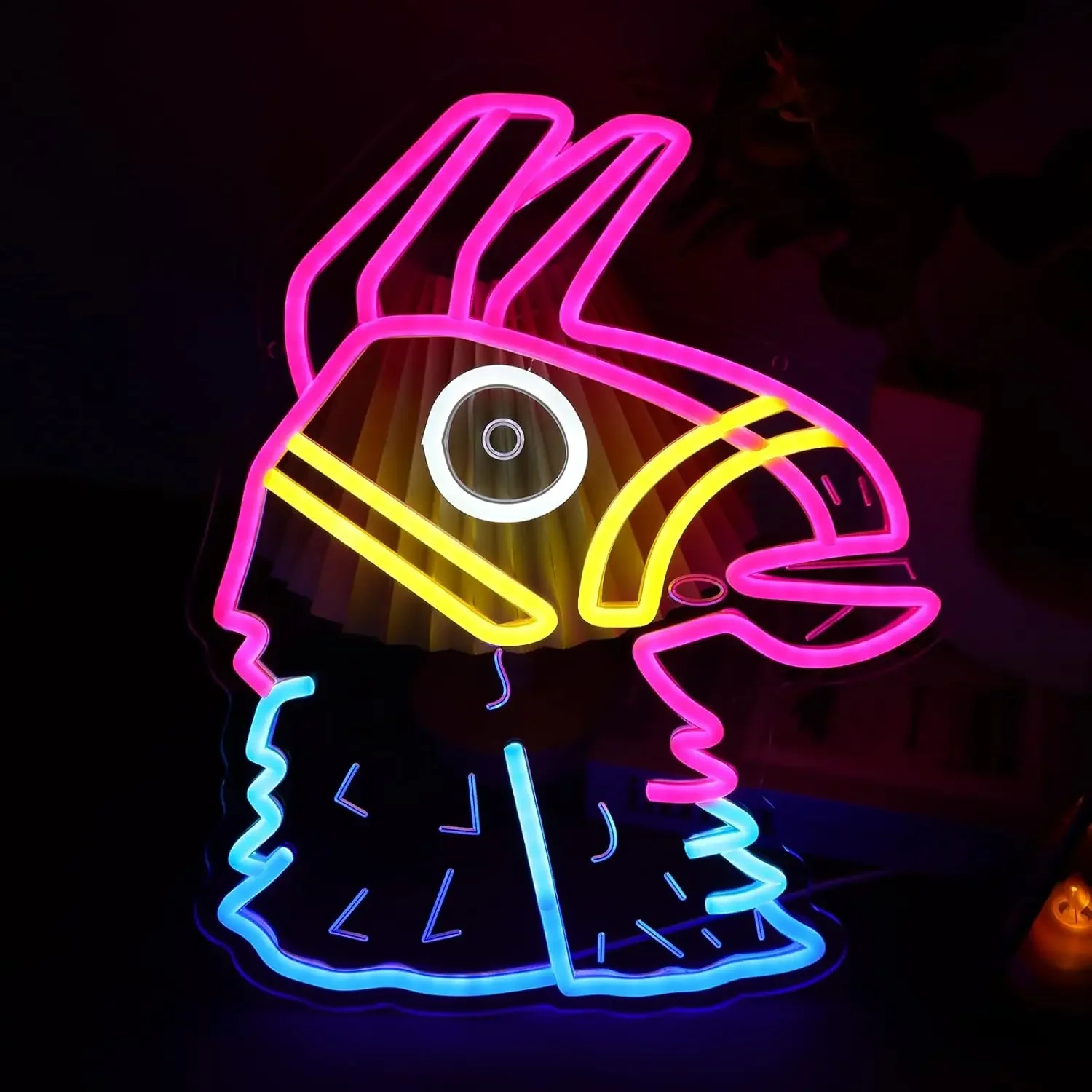 Aquarium Fish Game - 魚のネオンサイン、ピンク、黄色、青、トロピカル、LEDウォールアート、USB電源、発光ランプ、水槽の装飾、ゲームルーム、ユニークなギフト、吊り下げライト。