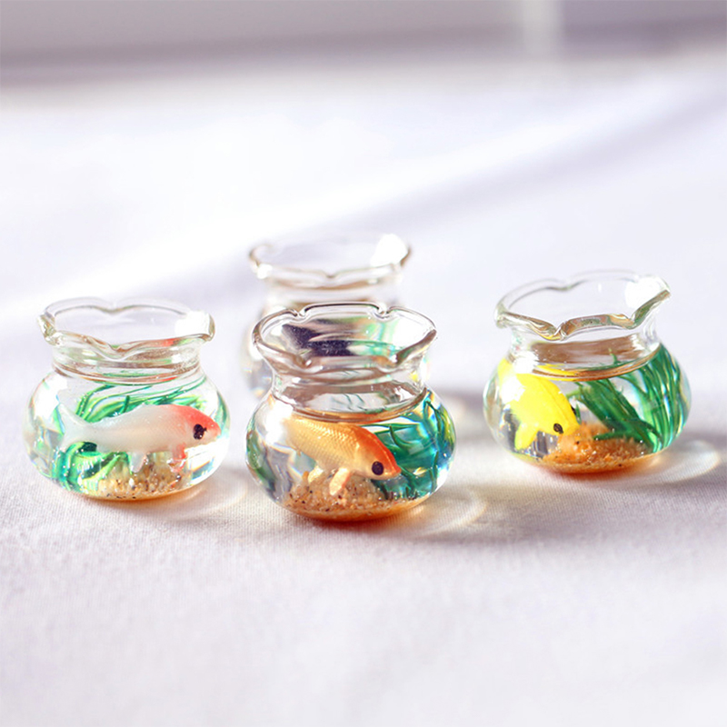 Aquarium Fish Accessories - 家の装飾、ドールハウス、装飾用おもちゃ、ドール水槽、ドールハウス用ミニチュア、ガラス製の魚鉢、水槽、ドールハウス用、汎用ボックス