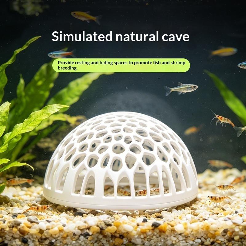 Aquarium Fish Hiding Spot - 新しい水槽用エビハウス、洞窟型、多孔質、ベタ（エビの一種）用、魚の隠れ家、エビの避難場所、水槽の装飾用エビの繁殖用巣。
