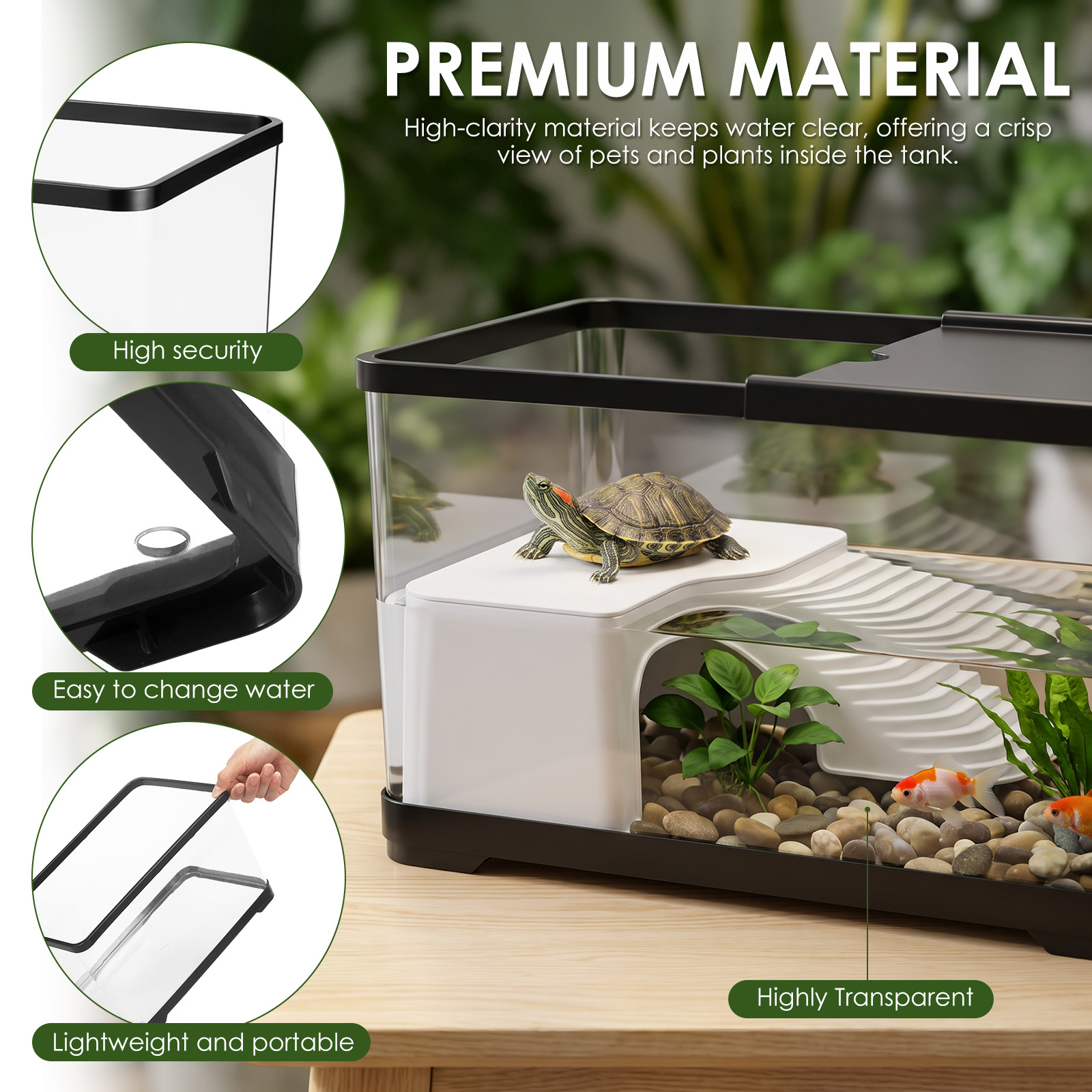 カメ用の水槽、魚用の水槽、傾斜のある場所、カメが日光浴できる - Aquarium Fishland のレビューと価格