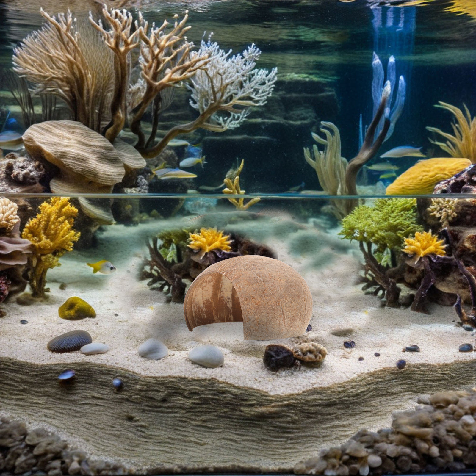 2個入り水槽魚隠れ家ココナッツシェルシェルターエビカメ休憩洞 - Aquarium Fish Hiding Spot のレビューと価格
