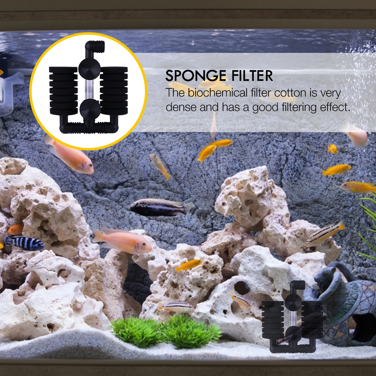 生化学的綿素材を使用した、耐久性に優れた水槽用フィルタースポ - Aquarium Fish Long のレビューと価格
