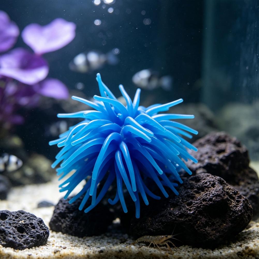 水槽用装飾品。リアルな青色のシリコン製サンゴのオーナメント。 - Aquarium Fish Accessories のレビューと価格