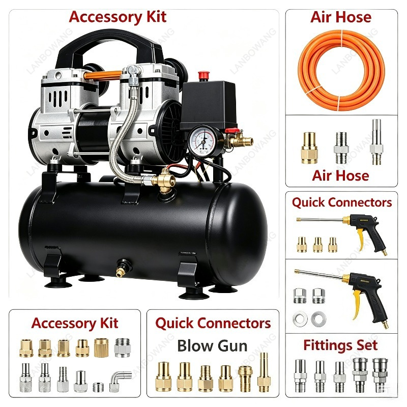 220V 1100W 8L 無給油式 静音エアコンプレッサー - Air Pump Silent のレビューと価格