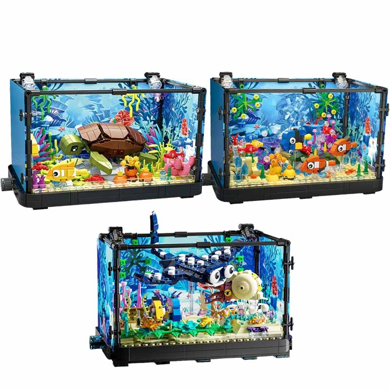 ライト付き水槽ビルディングブロックセット、水槽、海洋カメ、1 - Aquarium Fish Game のレビューと価格