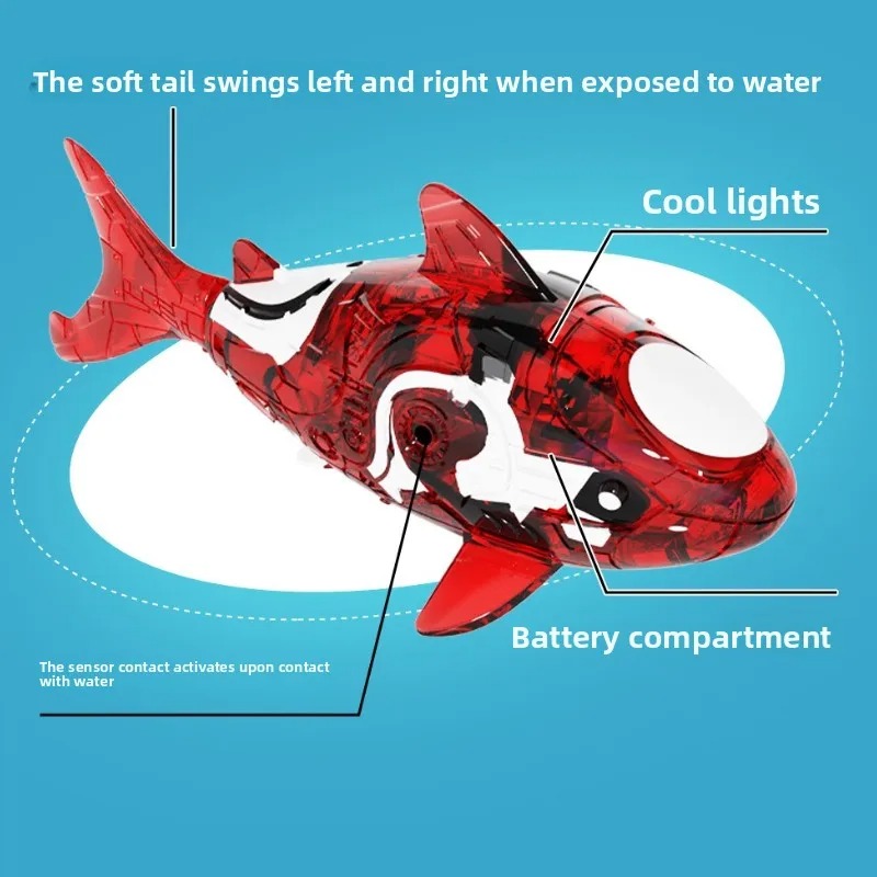 電動ペットシャークおもちゃ、感覚刺激ライトアップ魚型水遊びペ - Aquarium Fish Shark のレビューと価格